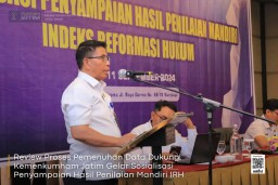 Review Proses Pemenuhan Data Dukung, Kemenkumham Jatim Gelar Sosialisasi Penyampaian Hasil Penilaian Mandiri IRH