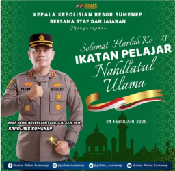 Kapolres Sumenep Ucapkan Selamat Harlah ke-71 Ikatan Pelajar Nahdlatul Ulama: Sinergi Pemuda dan Kepolisian untuk Bangsa