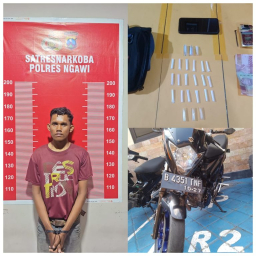 SATRESNARKOBA POLRES NGAWI UNGKAP KASUS PEREDARAN SABU SEBERAT 11,27 GRAM DI DEPAN KANTOR KECAMATAN NGAWI