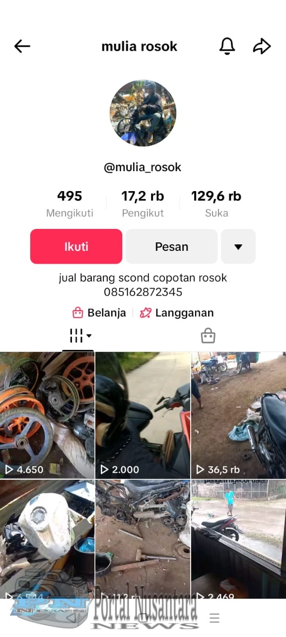 Profesi Wartawan Dicemarkan Oleh Akun TikTok @mulia rosok, Akunnya Ditengarai Sebagai Praktik Motor Bodong