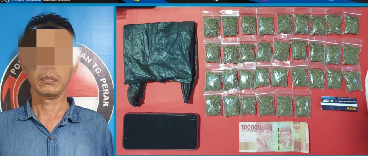 Satresnarkoba Polres Pelabuhan Tanjung Perak Amankan Seorang Penjaga Warkop Kedapatan Simpan Ganja Kering,